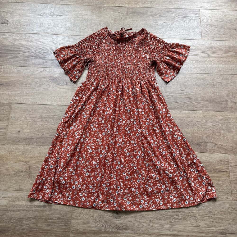 Polagram Rust Floral Midi Dress - Picture 3 of 8